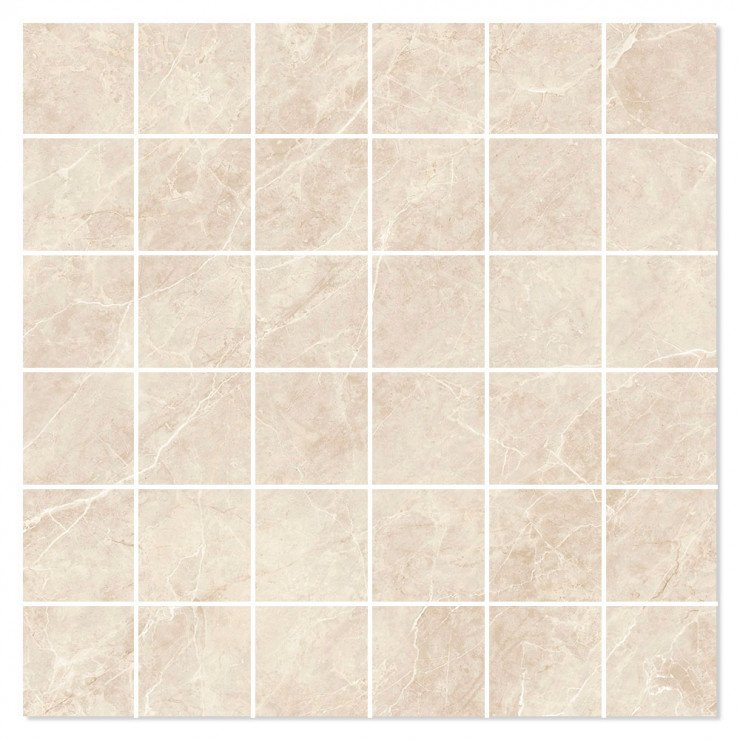 Marmor Mosaik Klinker Montargil Beige Poleret 30x30 (5x5) cm-0